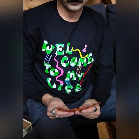 Tamelo-Unisex WELCOME TO MY LIFE Snakes and Ladder crewneck Sweatshirt - Picture 2 of 3